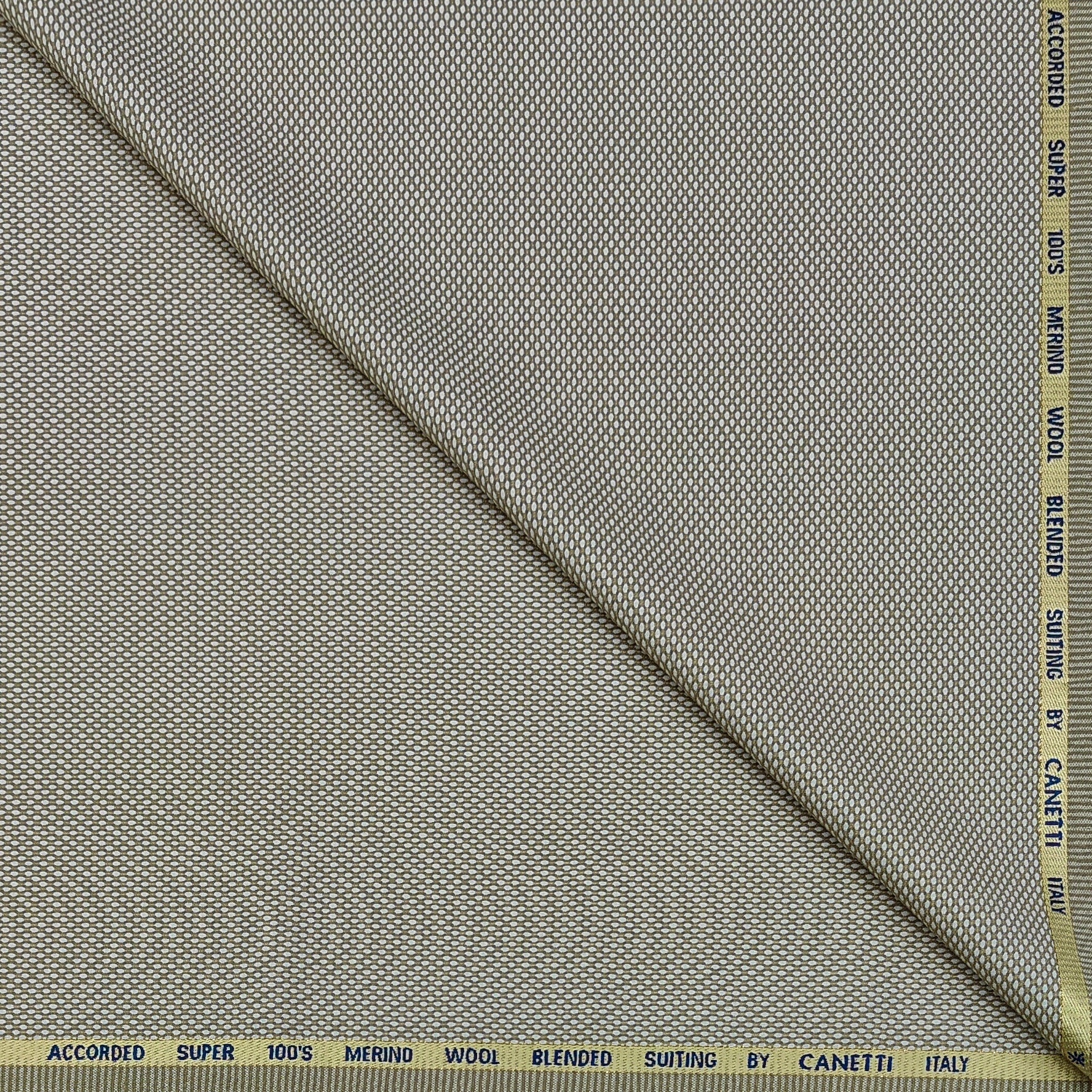 Trouser Fabric Canetti Italy Merino 100s Wool Blend Dobby Colour Beige